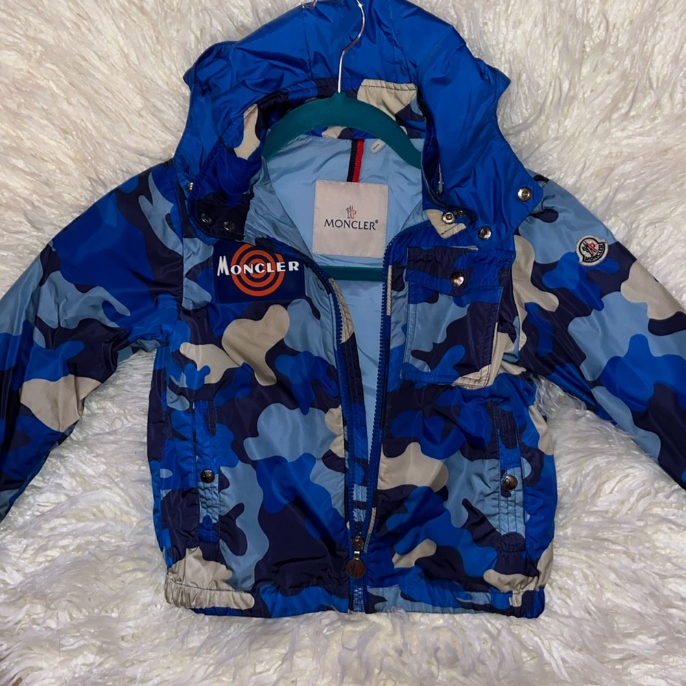 Moncler Kids Windbreaker Blue Camo